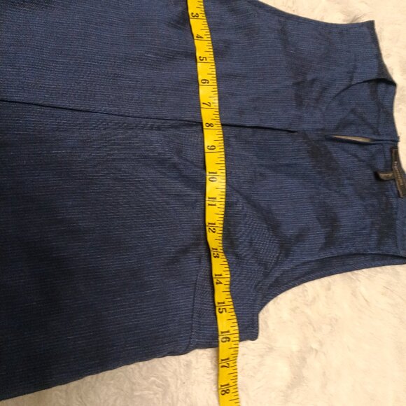 BCBG Maxazria Women's 100% Linen Long Denim Navy Blue Split Tunic Blouse XXS - Picture 4 of 10